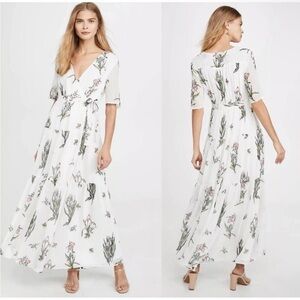 Roller Rabbit Condessa Gertrude Floral Maxi Wrap Dress White Size Medium